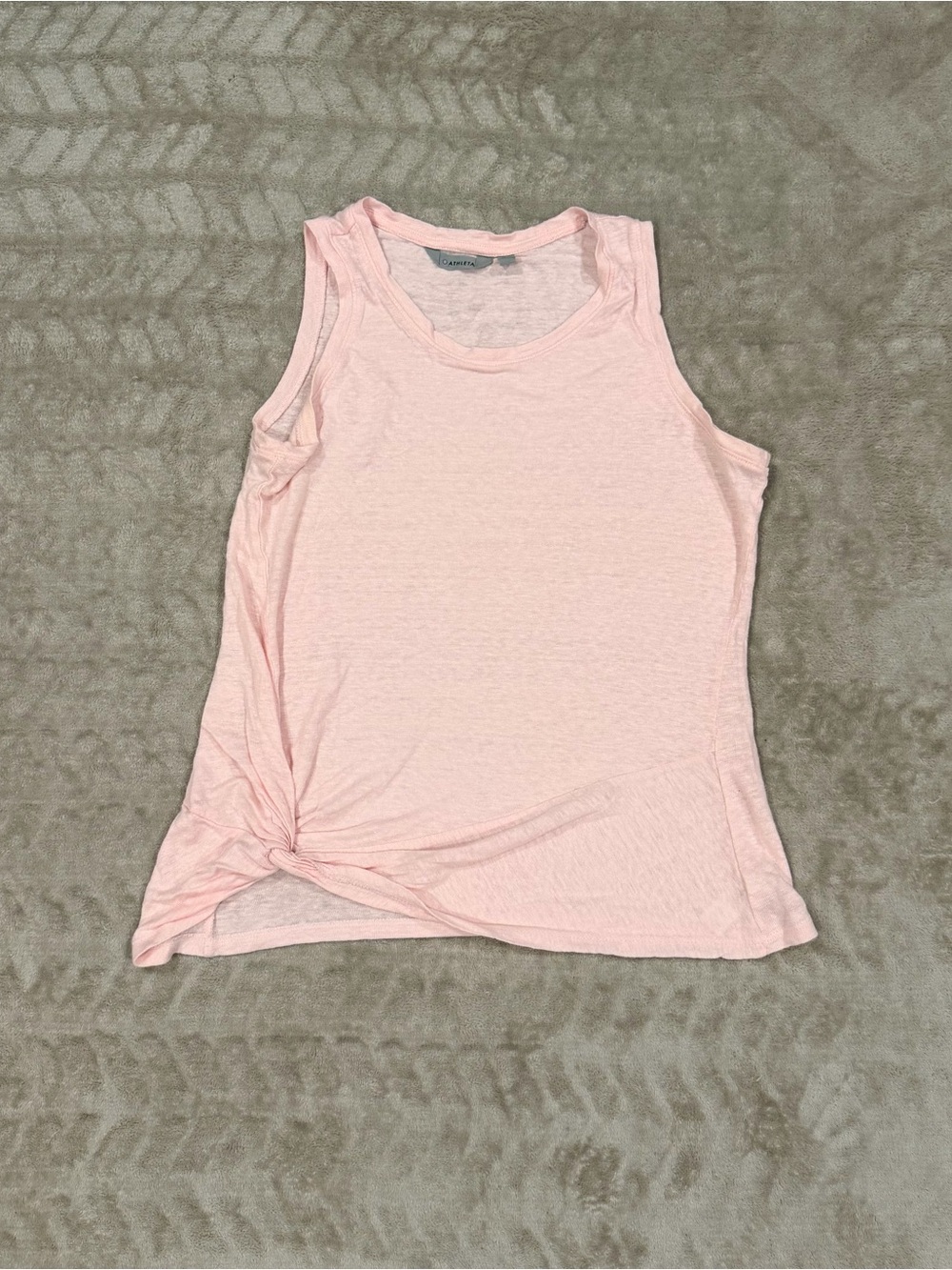Athleta Pink 100% Linen Side Knot Tank Top Size Small S Lightweight Fitness